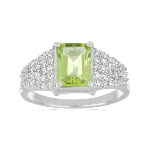 1.50 CT PERIDOT STERLING SILVER RINGS WITH WHITE ZIRCON #VR07885